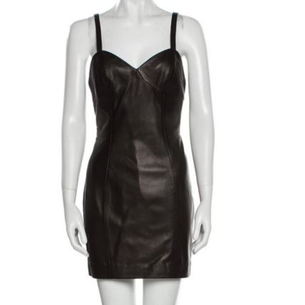 Sexy Black Lamb Leather Dress Fleur Du Mal *RARE NWOT*
